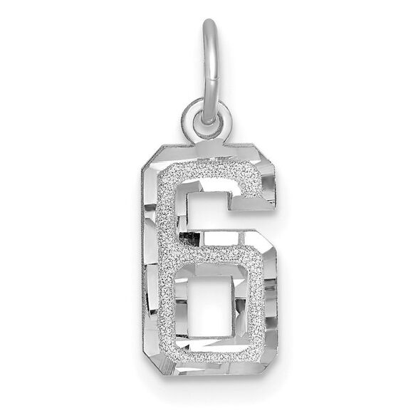 14k White Gold Varsity Collection Small D/C Pendant Number 6